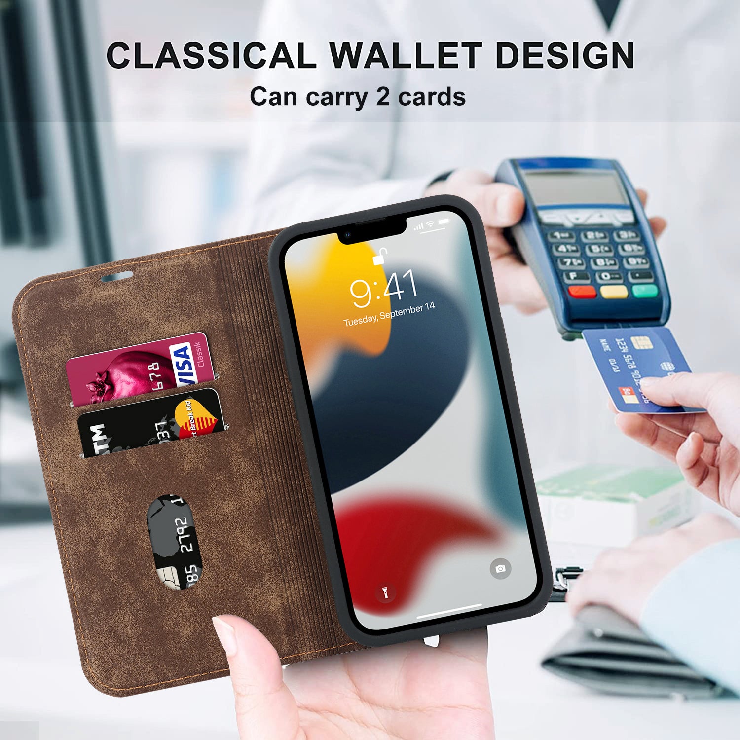 Luxury Magnetic Leather Wallet iPhone Case – MagSafe Wireless Charging, Card Slot, Stand Feature, Premium Protection, Stylish & Durable Cover