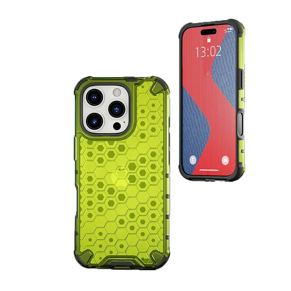 KEYSION Shockproof Armor iPhone Case – Soft Silicone + PC Transparent Honeycomb Back Cover for iPhone Models, 