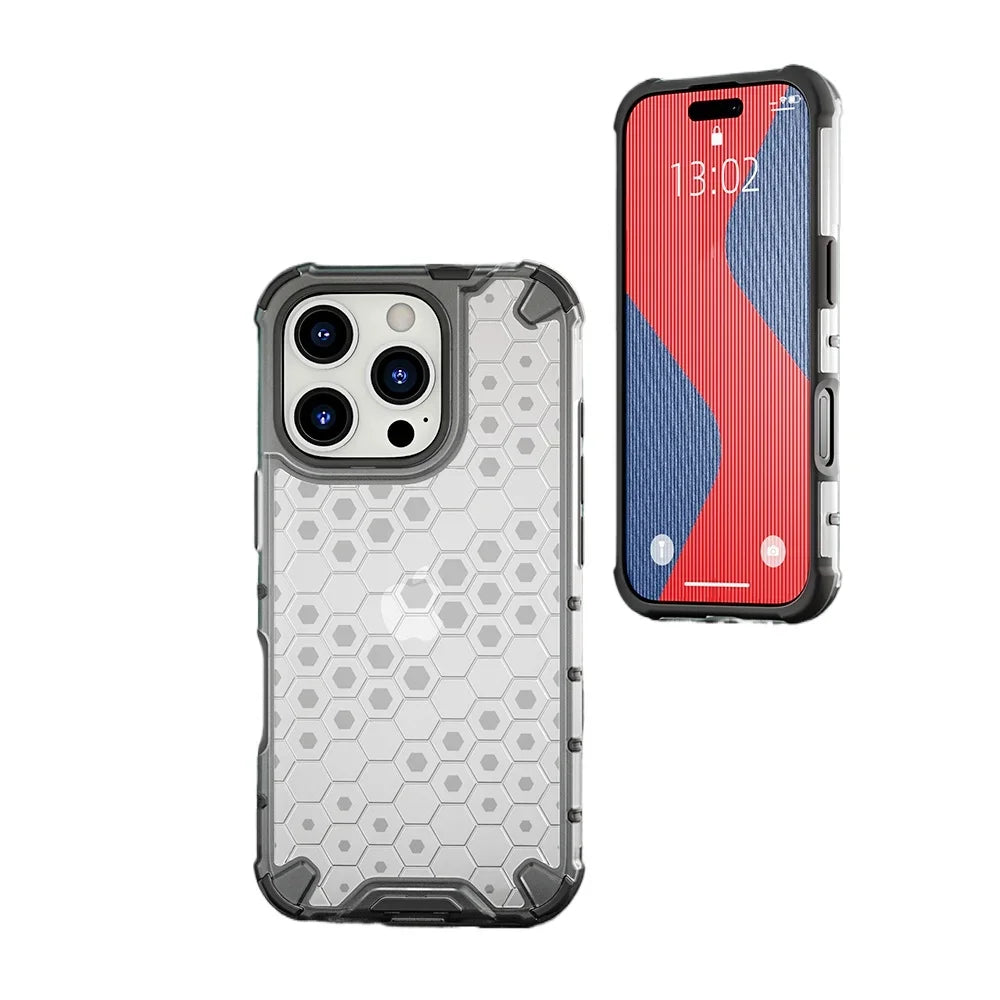 KEYSION Shockproof Armor iPhone Case – Soft Silicone + PC Transparent Honeycomb Back Cover for iPhone Models, 