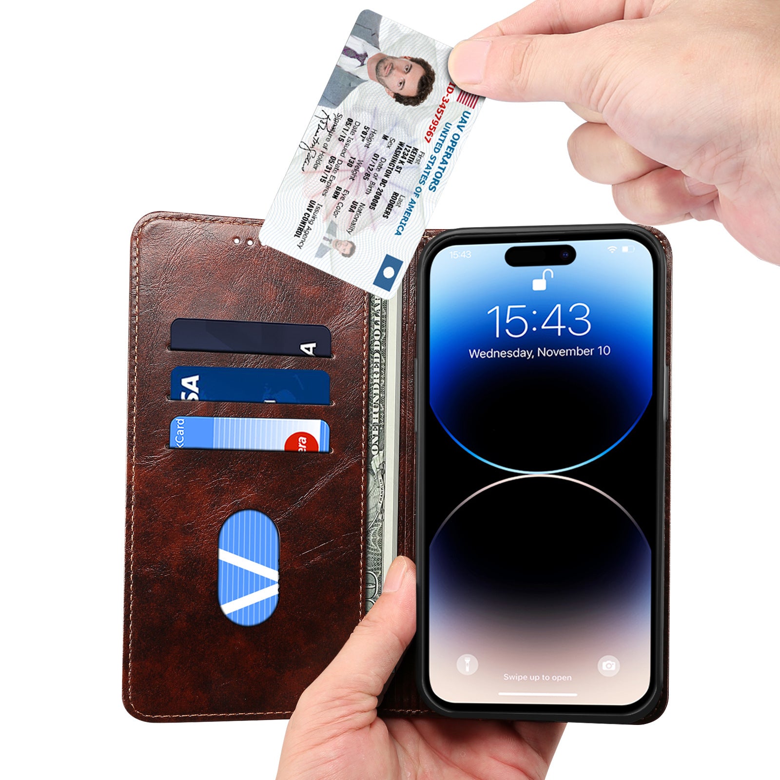 Retro Leather Wallet iPhone Case – Magnetic Closure, Card Slots, Shockproof Protection Durable PU Leather Cover for iPhone