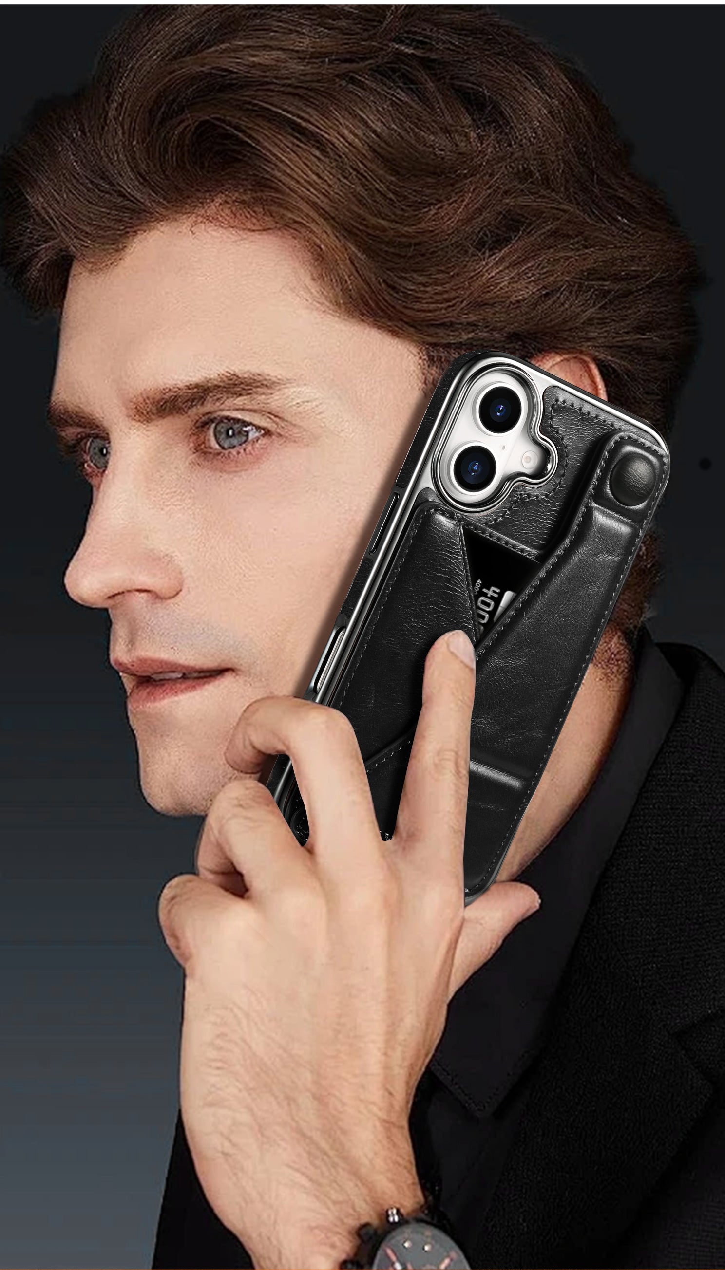 Luxury Electroplated Leather iPhone Case – Stand Card Holder, Premium Anti-Fall Protection, Stylish Design, and Durable Cover for Ultimate Convenience