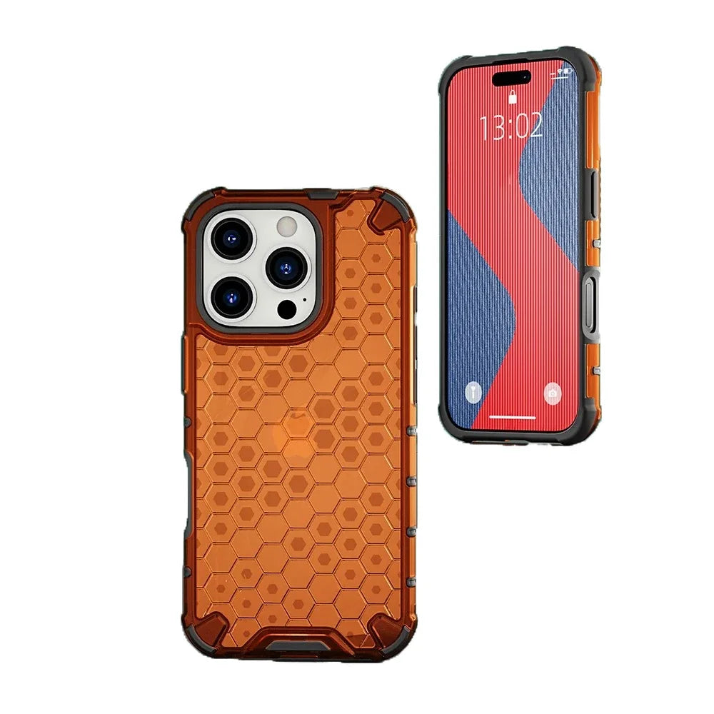 KEYSION Shockproof Armor iPhone Case – Soft Silicone + PC Transparent Honeycomb Back Cover for iPhone Models, 