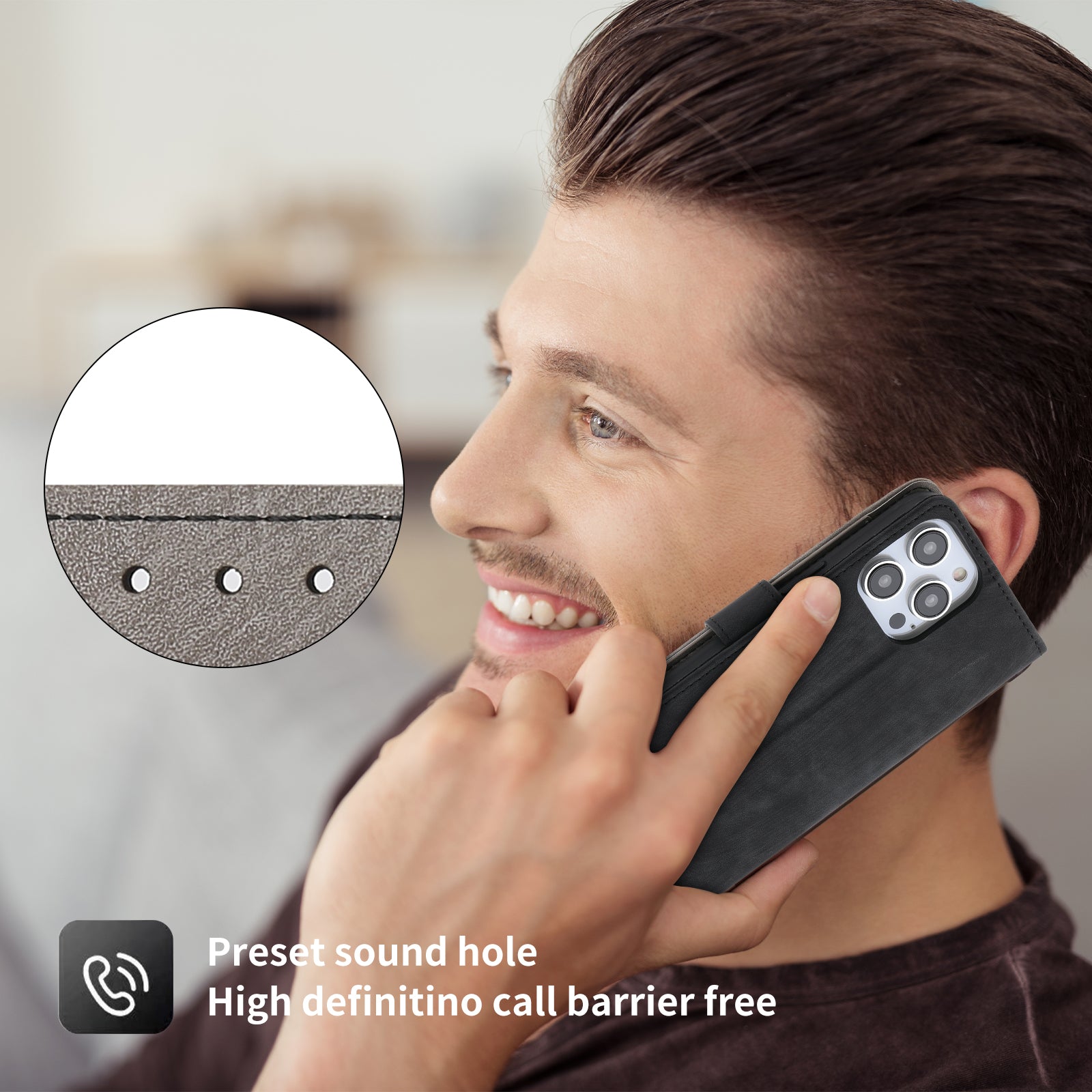 RFID Blocking Leather Wallet iPhone Case – Zipper Flip Cover, Card Slot Holder, Magnetic Stand, Shockproof Protection, Premium Design for iPhone