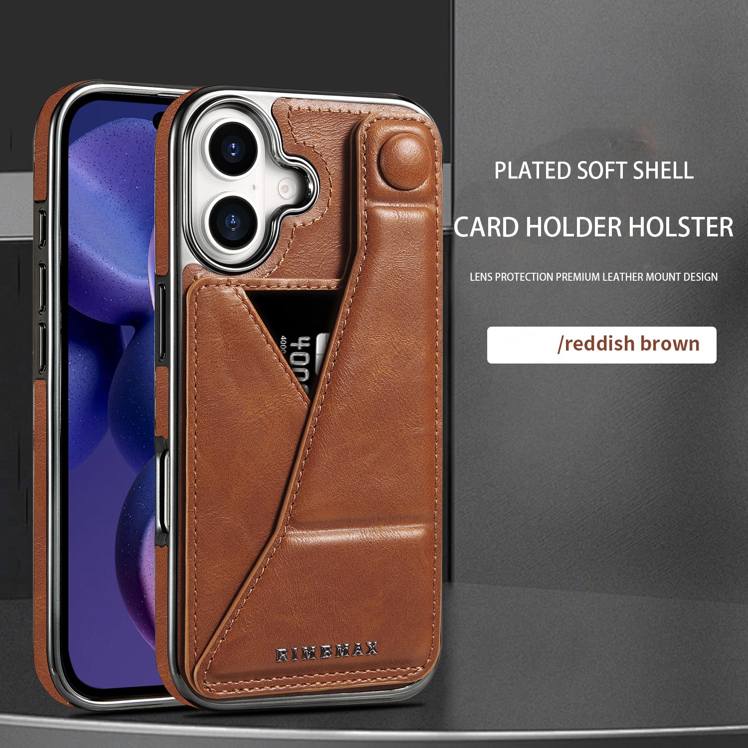 Luxury Electroplated Leather iPhone Case – Stand Card Holder, Premium Anti-Fall Protection, Stylish Design, and Durable Cover for Ultimate Convenience