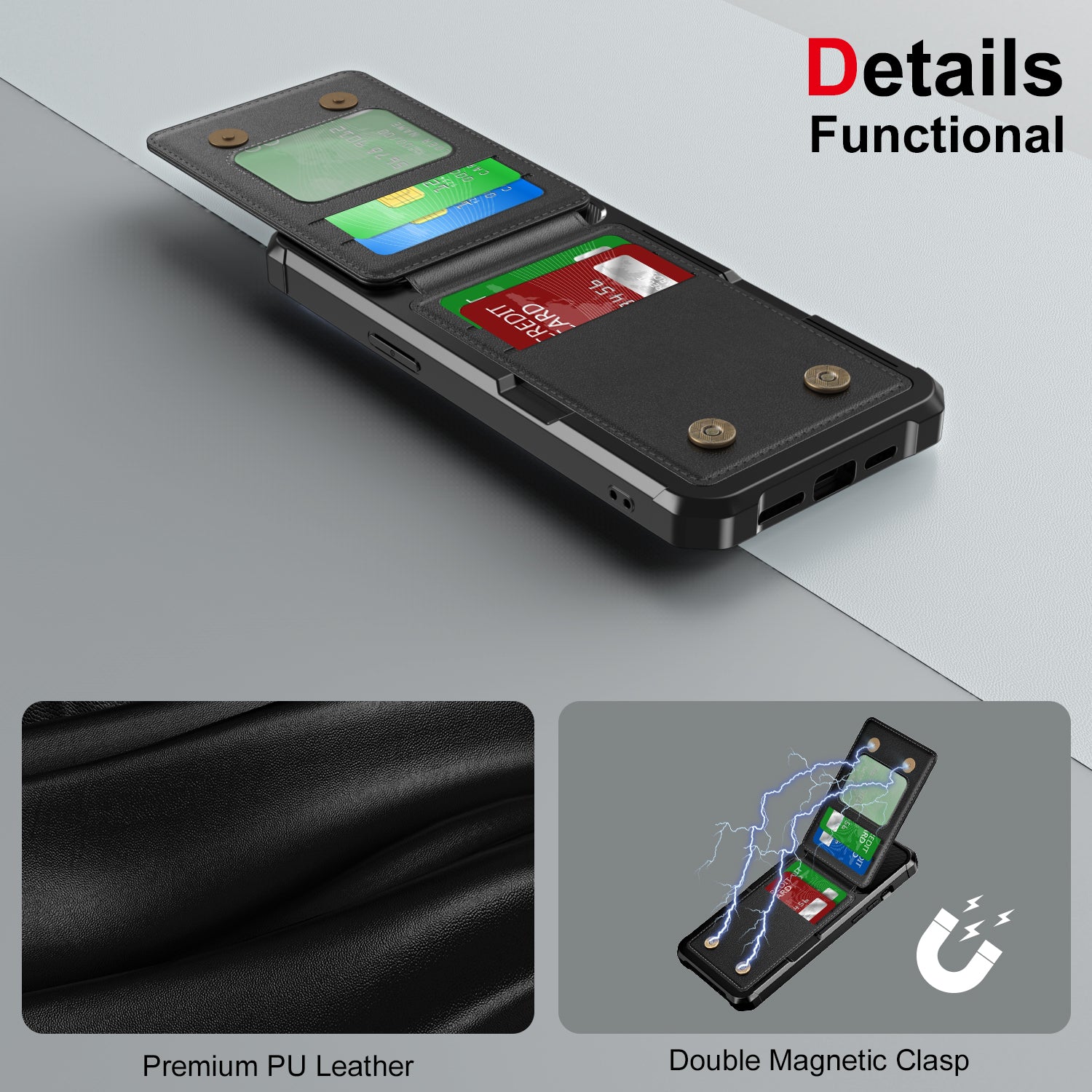 Premium Vertical Card Slot Wallet iPhone Case – Anti-Fall Stand Bracket, Stylish & Durable Protection | Case for iPhone