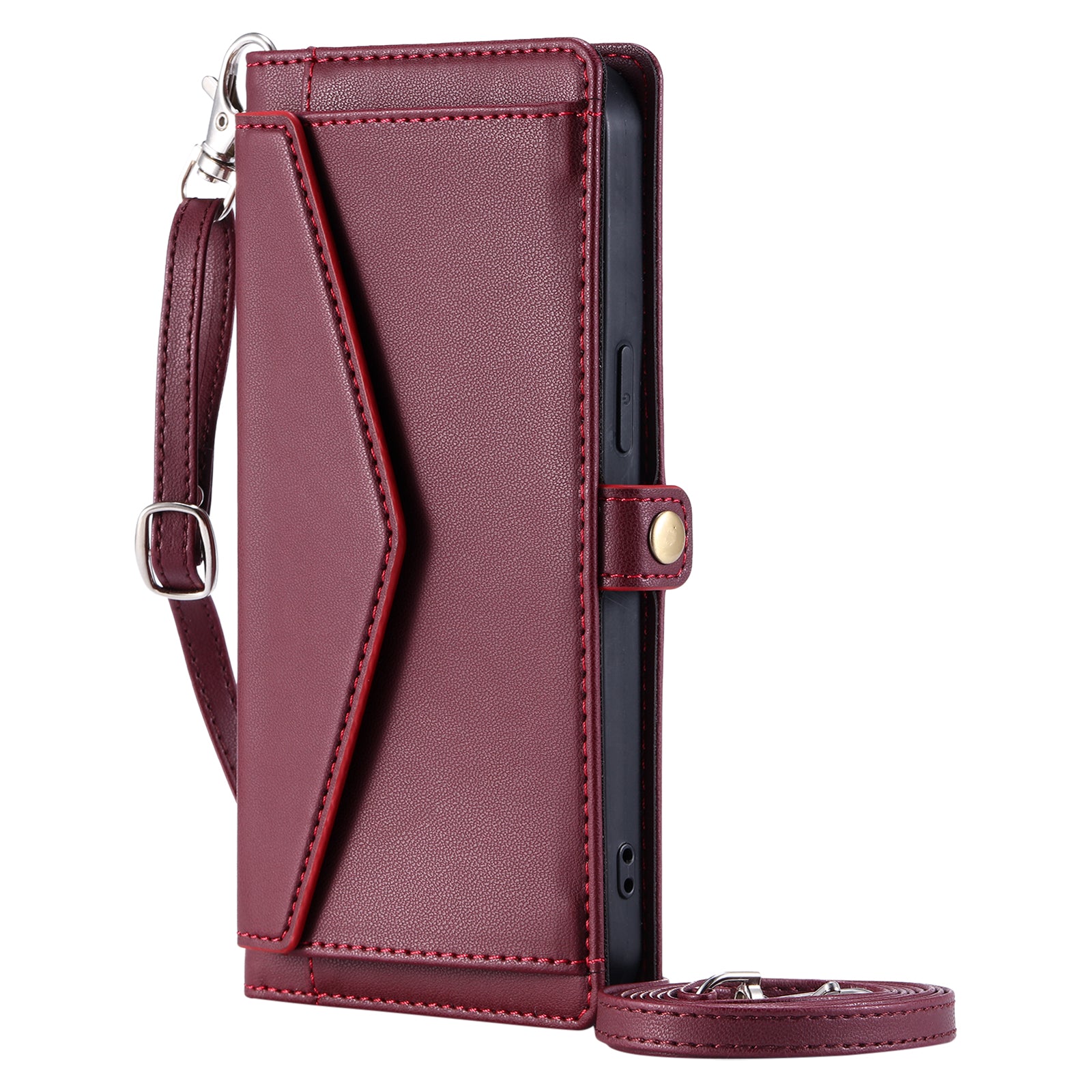 Luxury Dual-Layer Wallet iPhone Case – Flip Leather Cover with Card Slots, Photo Frame, 2 Lanyards, Shockproof Protection, and Stand Feature for iPhone