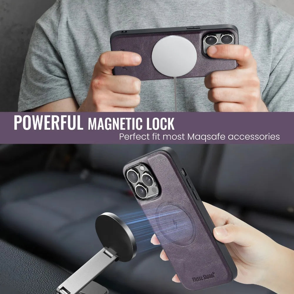 Luxury 2-in-1 Detachable Wallet iPhone Case – Magnetic Card Holder, MagSafe Compatible, Shockproof Protection, Premium Leather Cover for iPhone Models