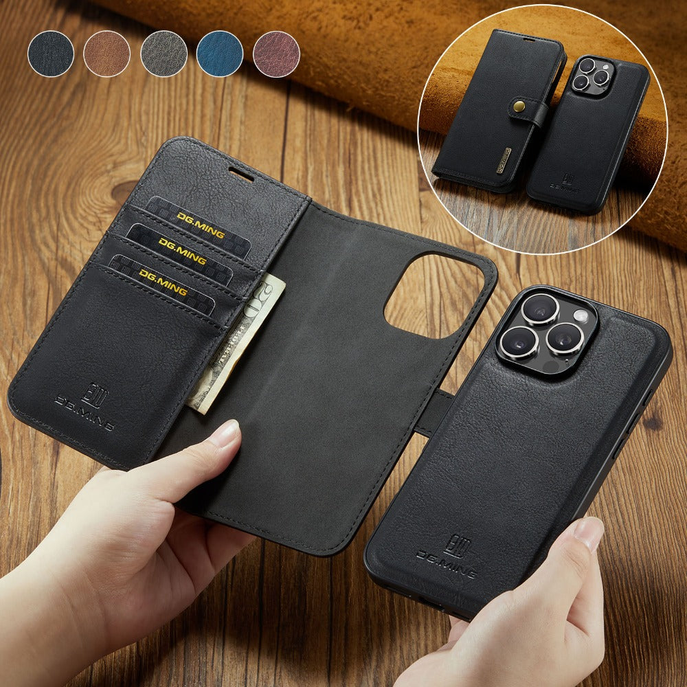 Premium Detachable Magnetic Leather Wallet iPhone Case – Card Holder, and Stylish Flip Cover for Secure and Convenient Use