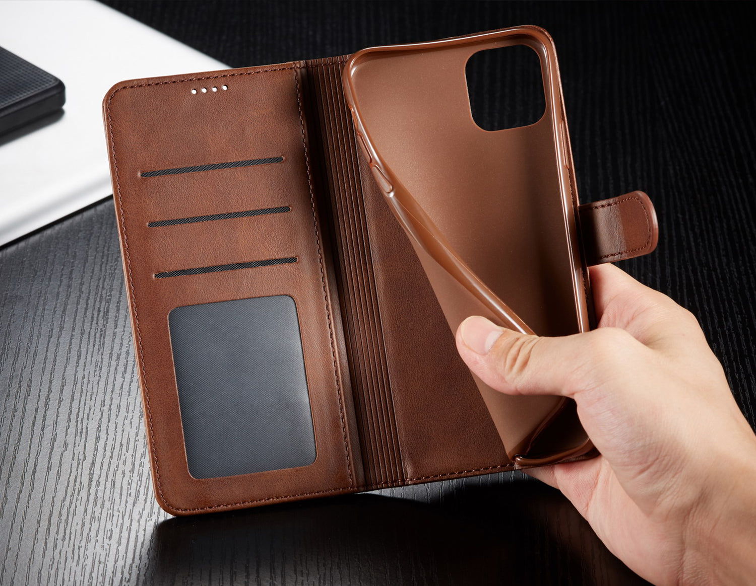 Luxury Leather Wallet iPhone Case – Flip Cover with Card Slot, Magnetic Closure, and Premium Protection for iPhone Models