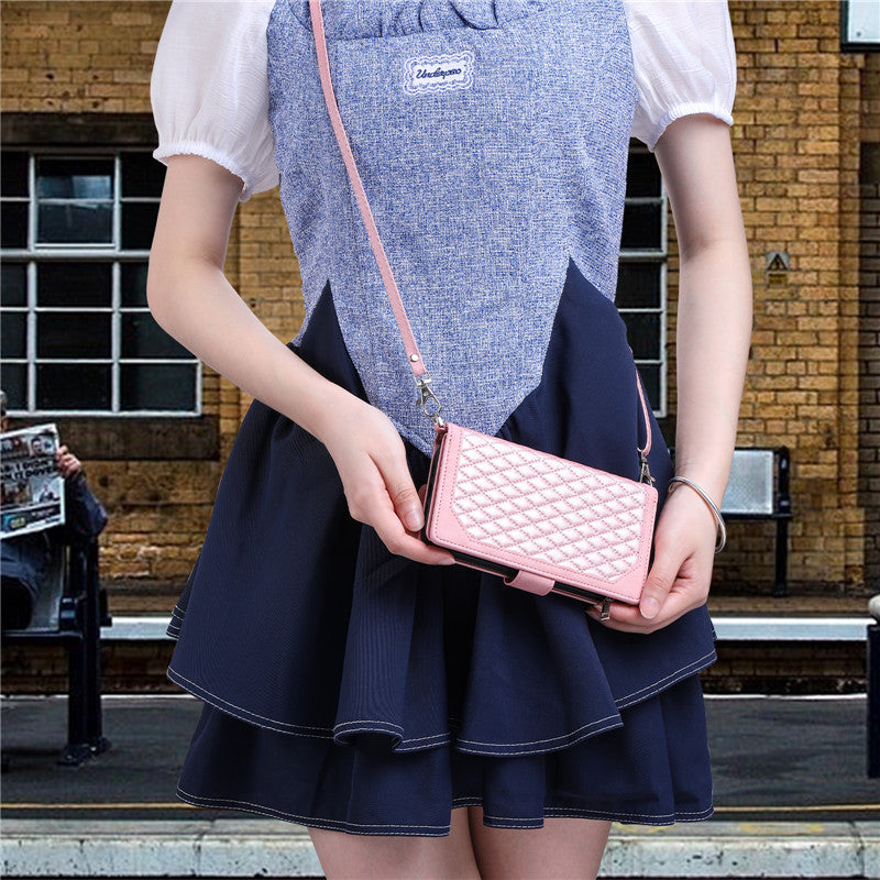 Luxury Flip Leather Wallet iPhone Case – Long Lanyard, Zipper Closure, Card Holder, and Premium Design for iPhone