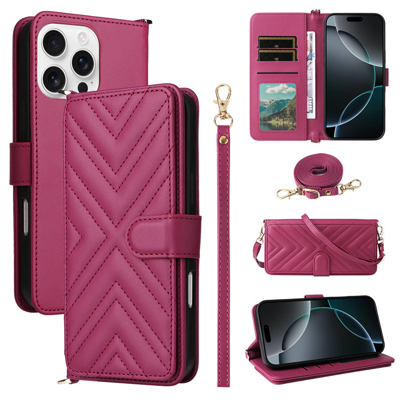 Luxury Crossbody Wallet iPhone Case – Fashion Shoulder Strap, Magnetic Closure, Card Holder and Premium Protection for iPhone