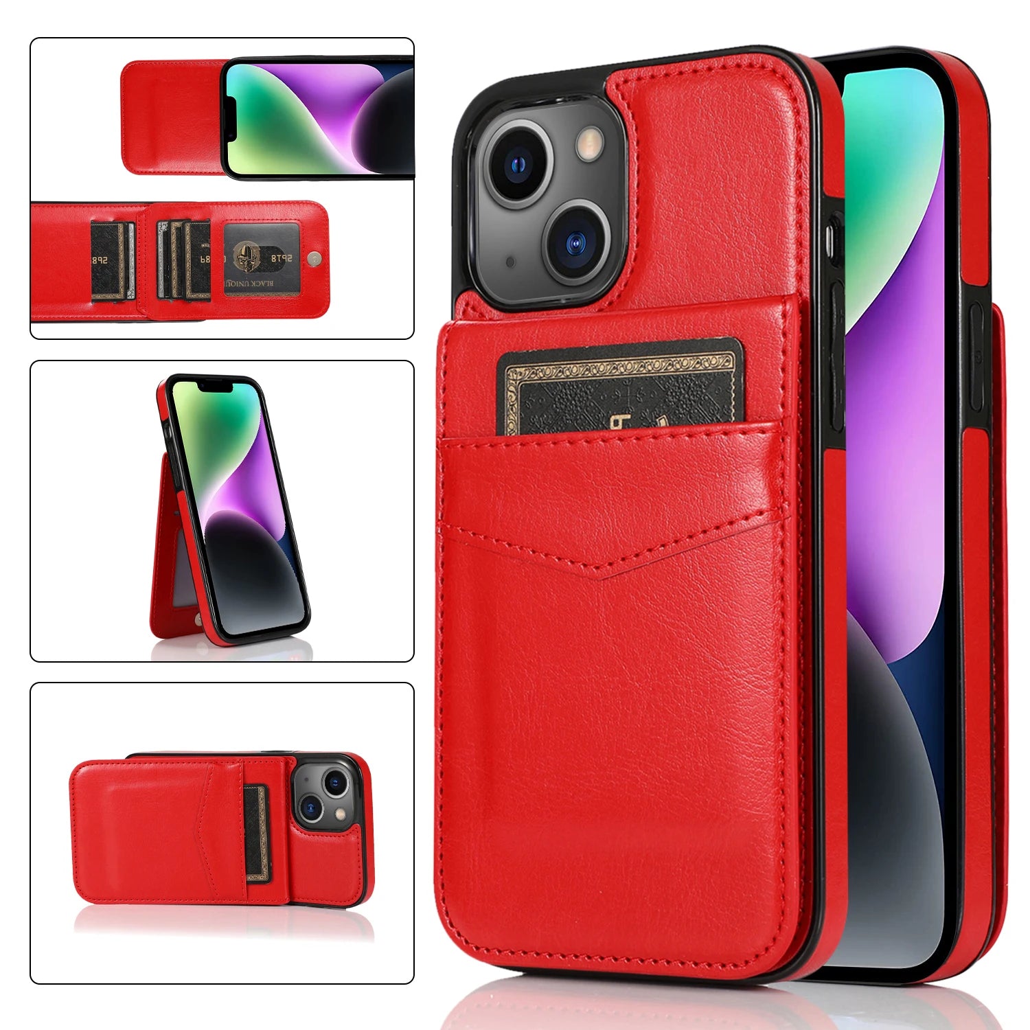 Luxury Flip Leather Wallet iPhone Case – Credit Card Holder, Kickstand, Premium & Durable Protection | Case for iPhone