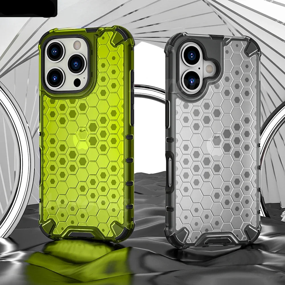 KEYSION Shockproof Armor iPhone Case – Soft Silicone + PC Transparent Honeycomb Back Cover for iPhone Models, 