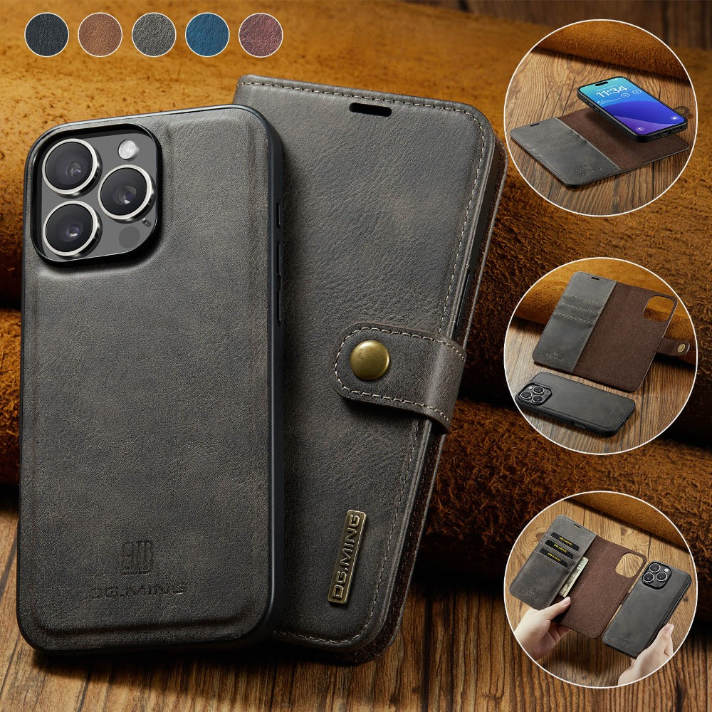 Premium Detachable Magnetic Leather Wallet iPhone Case – Card Holder, and Stylish Flip Cover for Secure and Convenient Use