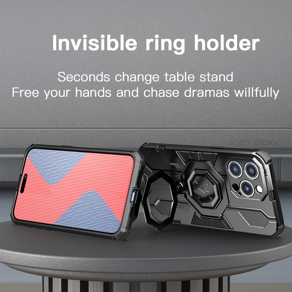 KEYSION MagSafe Shockproof iPhone Case – Ring Stand with Camera Protection, Durable Phone Cover for iPhone Models