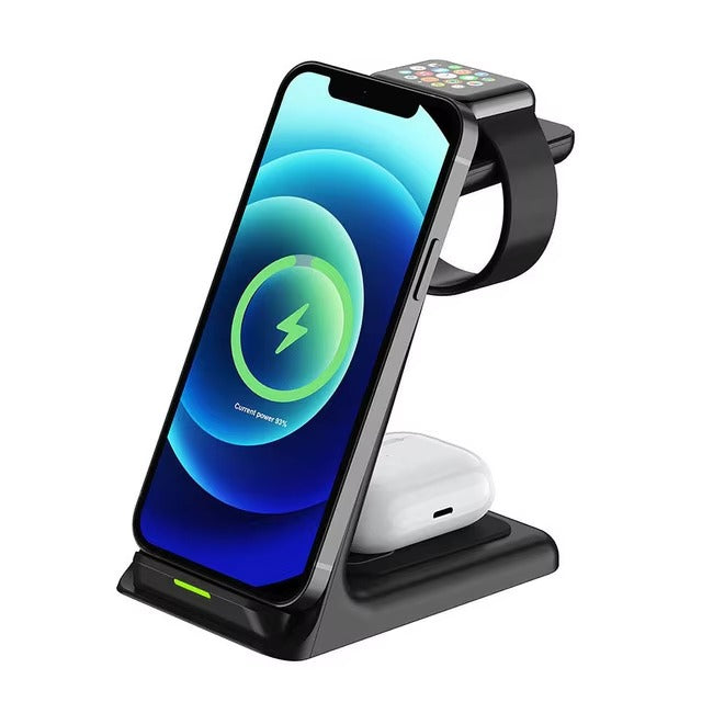 Premium 30W 3 in 1 Wireless Charging Station – Fast Charger Stand for iPhone, Apple Watch, AirPods with Dual Coil Design, Case Friendly & Safe Charging