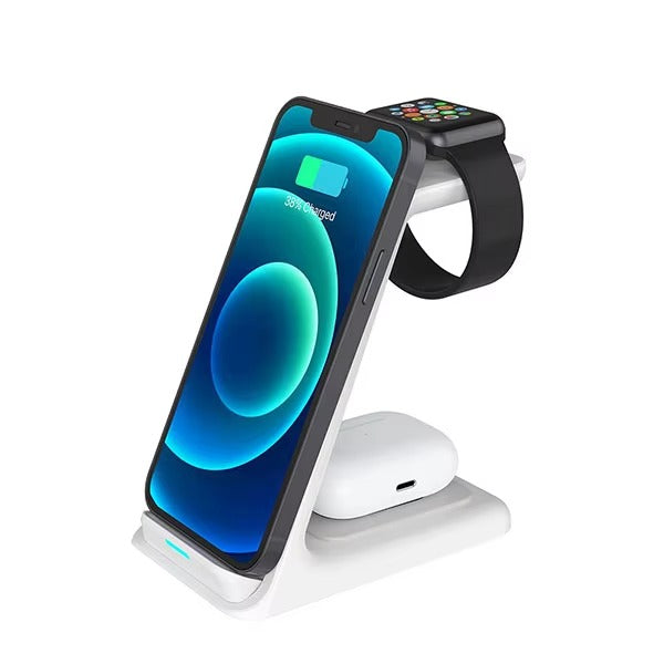 Premium 30W 3 in 1 Wireless Charging Station – Fast Charger Stand for iPhone, Apple Watch, AirPods with Dual Coil Design, Case Friendly & Safe Charging