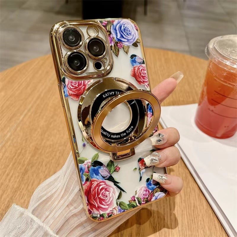 Premium Apple iPhone Case, MagSafe Compatible, Camera Lens and Screen Protection, Ultra Thin, Shockproof, Magnetic, Full All Around Protection, CD Flower Holder Cover
