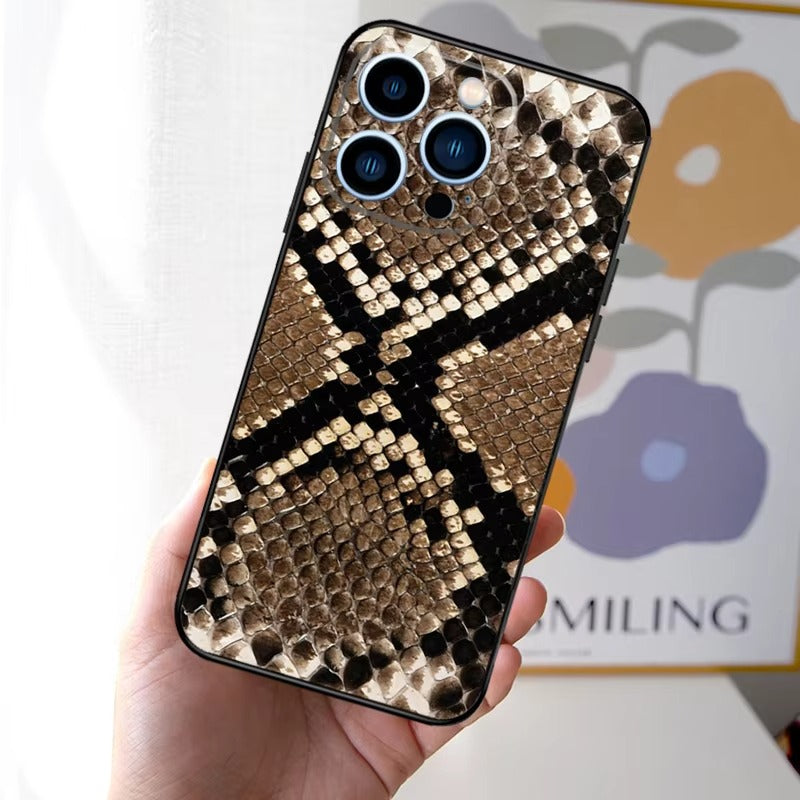 Luxury Apple iPhone Case, MagSafe Compatible, Camera Lens and Screen Protection, Ultra Thin, Shockproof, Magnetic, Full All Around Protection, Snake Skin Soft Cover