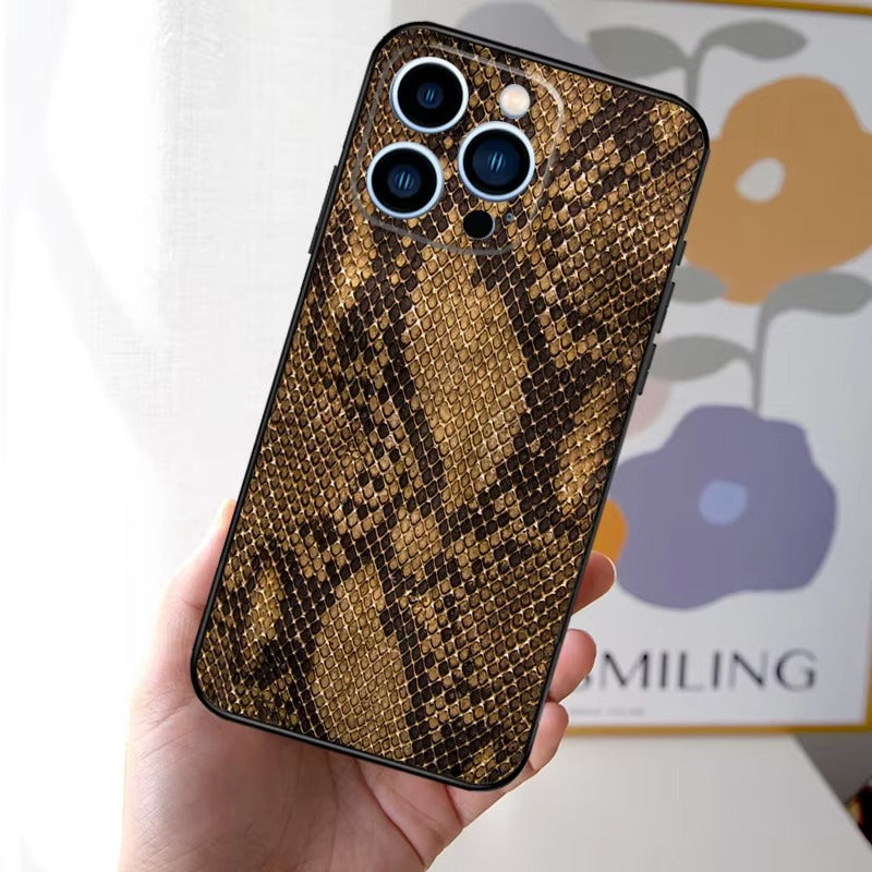 Luxury Apple iPhone Case, MagSafe Compatible, Camera Lens and Screen Protection, Ultra Thin, Shockproof, Magnetic, Full All Around Protection, Snake Skin Soft Cover