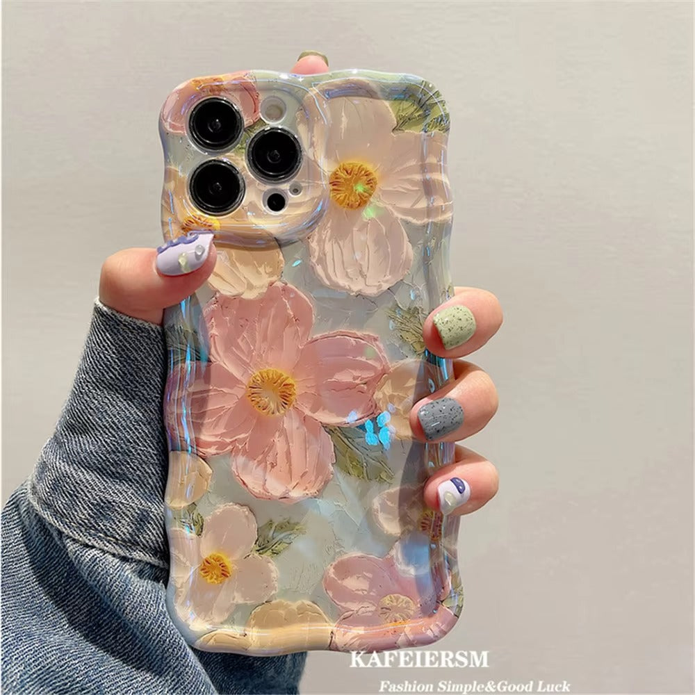 Premium Apple iPhone Case, MagSafe Compatible, Camera Lens and Screen Protection, Ultra Thin, Shockproof, Magnetic, Full All Around Protection, Laser Flower Bumper Case