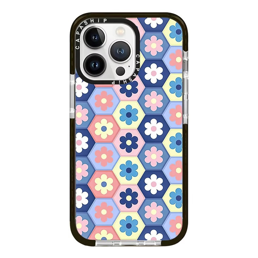 Premium Apple iPhone Case, MagSafe Compatible, Camera Lens and Screen Protection, Ultra Thin, Shockproof, Magnetic, Full All Around Protection, Chessboard Floral Soft Cover