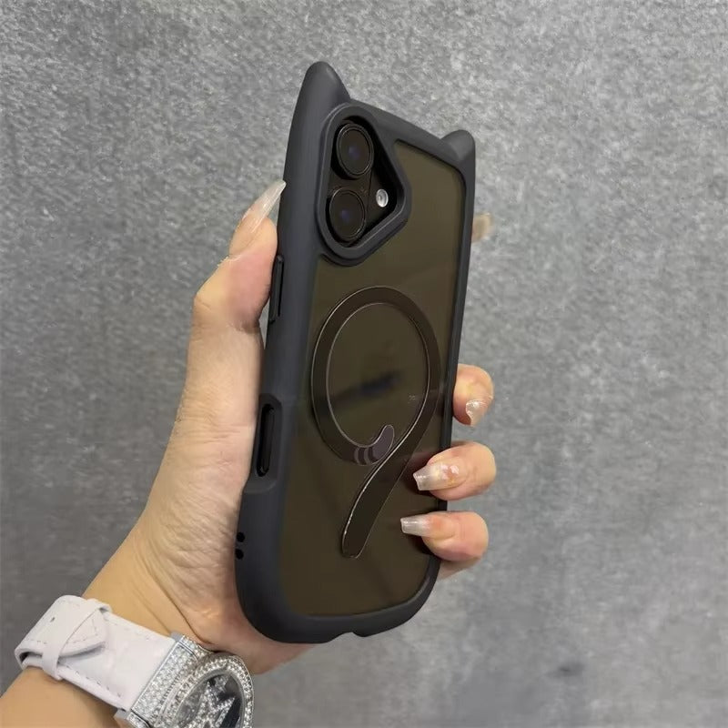 Premium Apple iPhone Case MagSafe Compatible, Camera Lens & Screen Protection, Cover with Cute Cat Ear Bumper Design