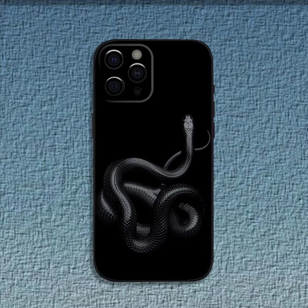 Luxury Apple iPhone Case, MagSafe Compatible, Camera Lens and Screen Protection, Ultra Thin, Shockproof, Magnetic, Full All Around Protection, Snake Pattern Soft Cover