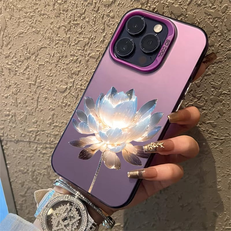 Luxury Apple iPhone Case, MagSafe Compatible, Camera Lens and Screen Protection, Ultra Thin, Shockproof, Magnetic, Full All Around Protection, Lotus Flower Plated Armor Cover