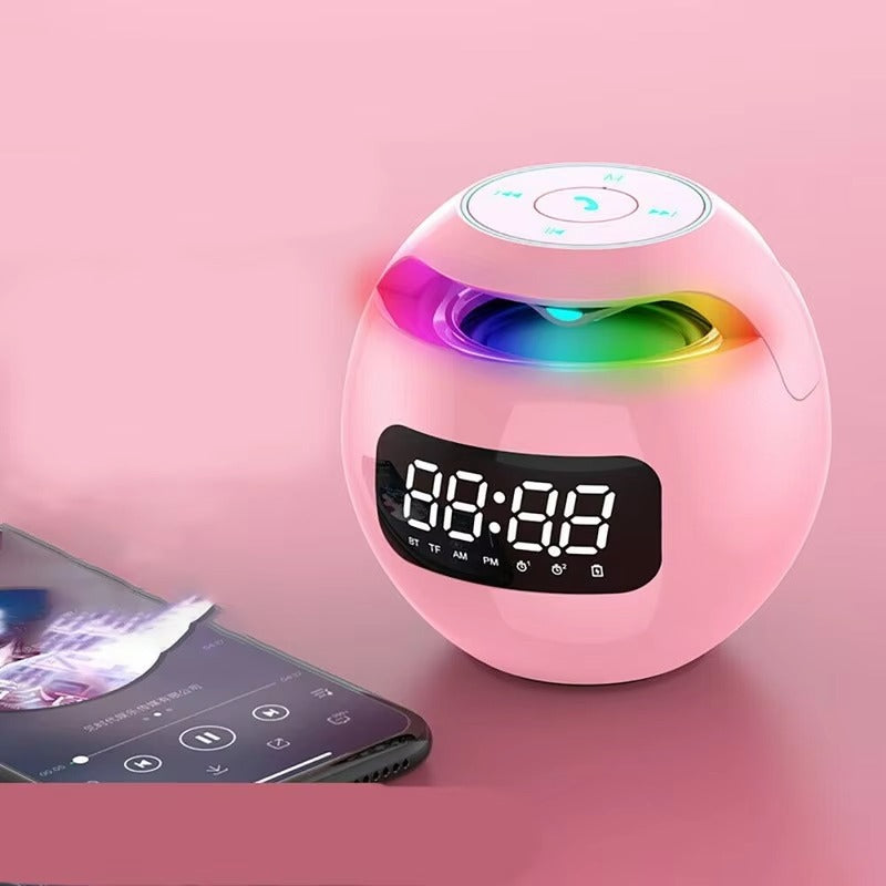 High Quality Bluetooth Alarm Clock Speaker with Colorful LED Light – Mini Portable Wireless Speaker, Dual Alarms, TF Card, FM Radio, 18H Playtime, USB Rechargeable