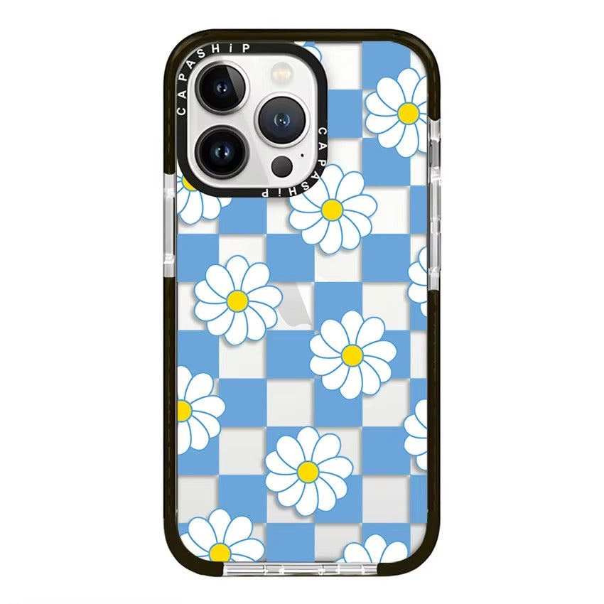 Premium Apple iPhone Case, MagSafe Compatible, Camera Lens and Screen Protection, Ultra Thin, Shockproof, Magnetic, Full All Around Protection, Chessboard Floral Soft Cover