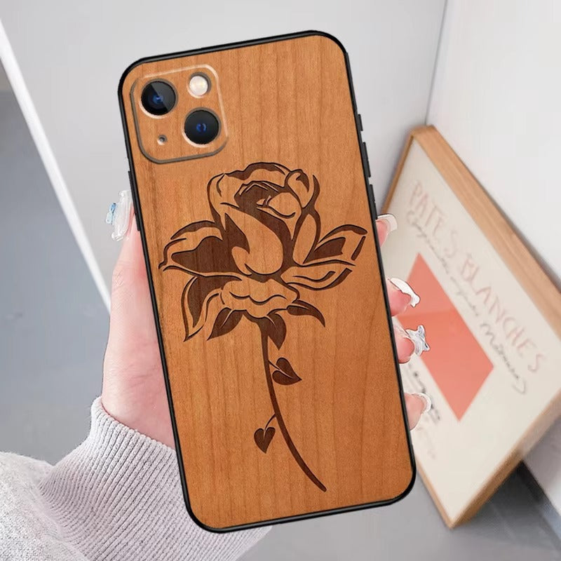 Luxury Apple iPhone Case, MagSafe Compatible, Camera Lens Protection, Screen Protection,  Artistic Wood Cover