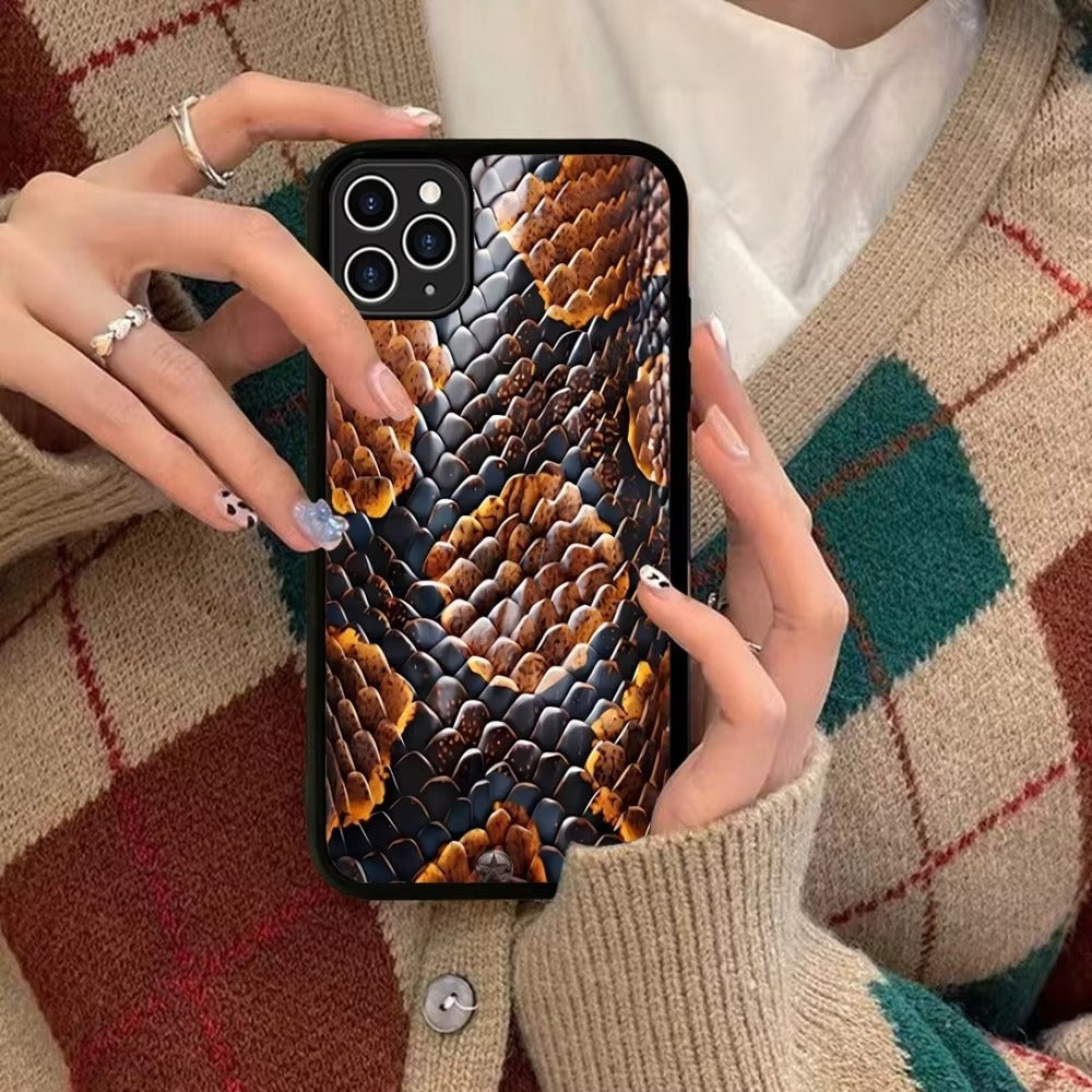 Luxury Apple iPhone Case, MagSafe Compatible, Camera Lens and Screen Protection, Ultra Thin, Shockproof, Magnetic, Full All Around Protection, Snake Skin Texture Cover