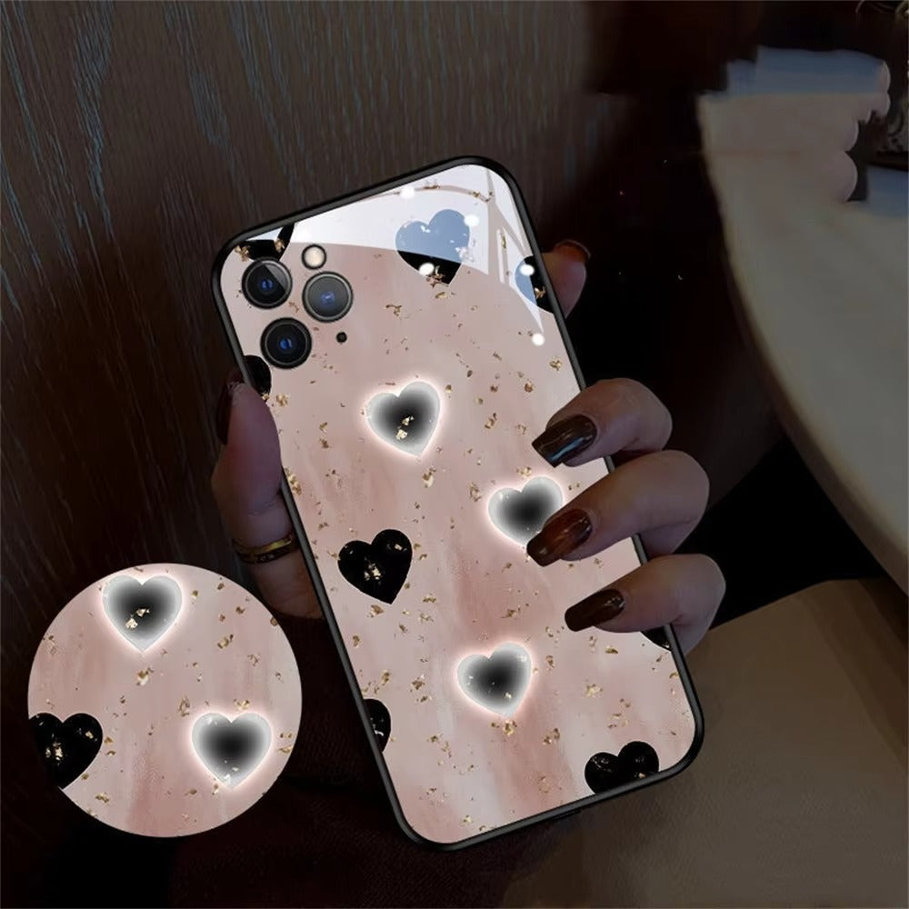 Premium Apple iPhone Case, MagSafe Compatible, Camera Lens and Screen Protection, Ultra Thin, Shockproof, Magnetic, Full All Around Protection, Heart LED Light Cover