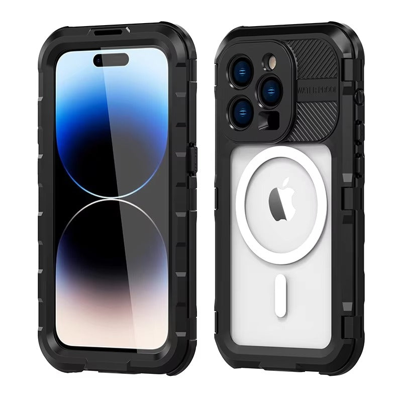 Robust Apple iPhone Case MagSafe Compatible, Camera Lens & Screen Protection, Ultra Thin Shockproof Magnetic Full All Around Protection Cover with IP68 Metal Military Design