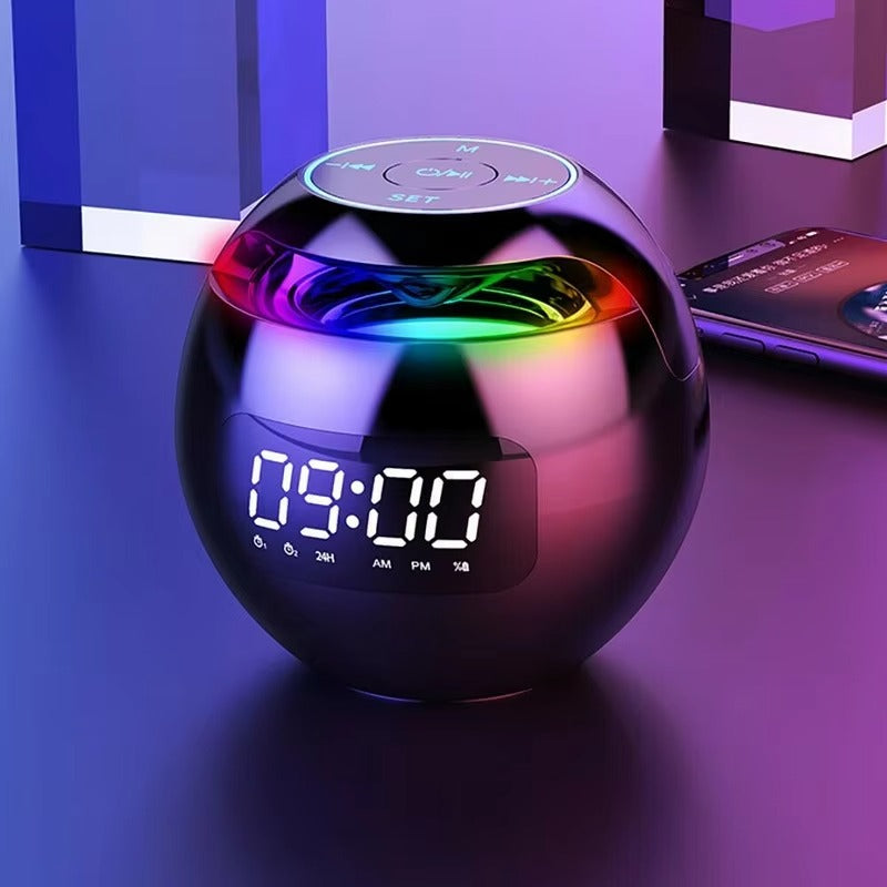 High Quality Bluetooth Alarm Clock Speaker with Colorful LED Light – Mini Portable Wireless Speaker, Dual Alarms, TF Card, FM Radio, 18H Playtime, USB Rechargeable