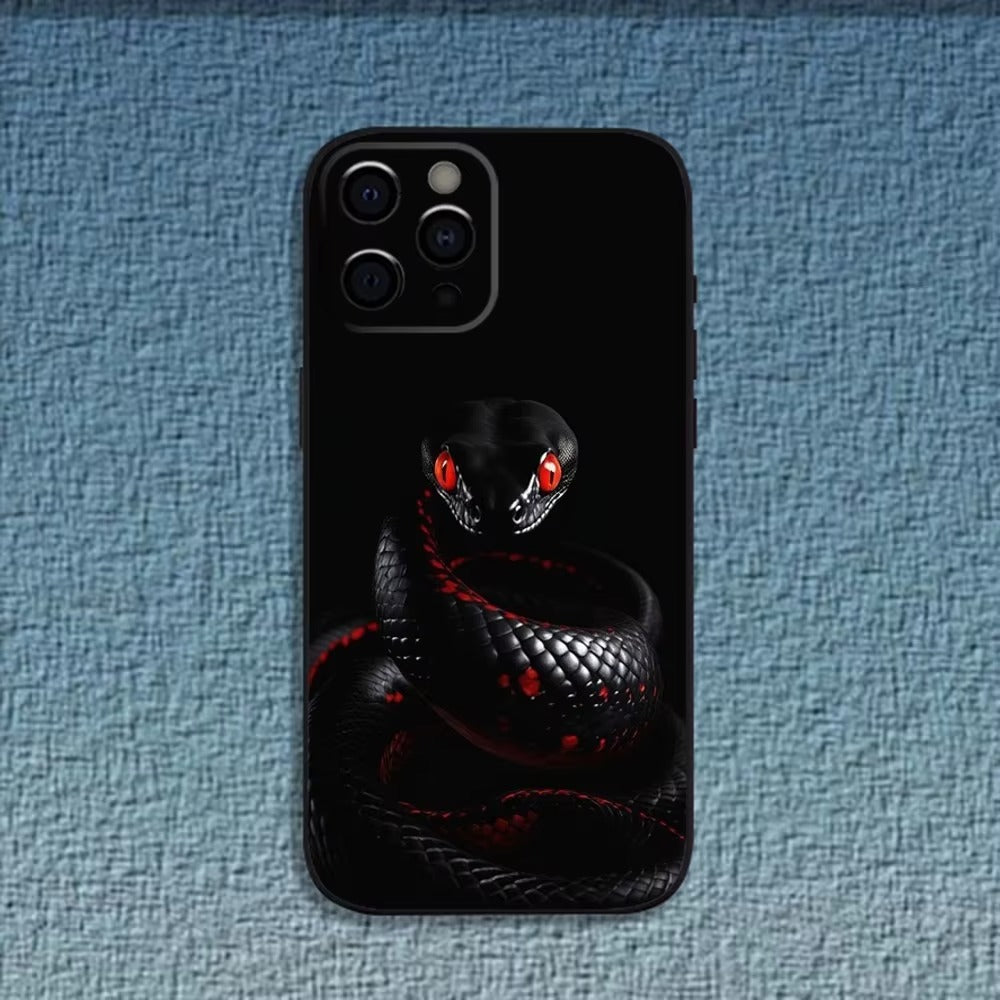 Luxury Apple iPhone Case, MagSafe Compatible, Camera Lens and Screen Protection, Ultra Thin, Shockproof, Magnetic, Full All Around Protection, Snake Pattern Soft Cover