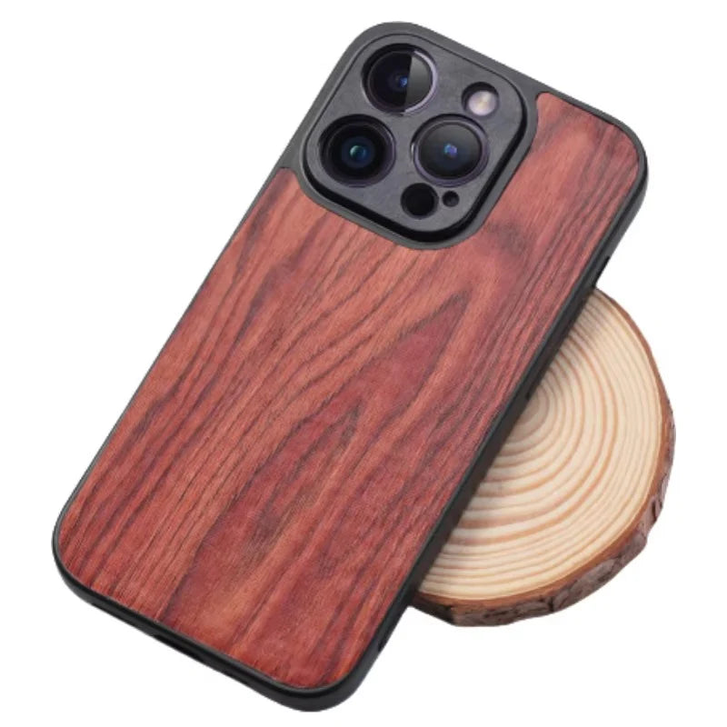 Luxury Wood Apple iPhone Case, MagSafe Compatible, Ultra Thin Magnetic with Bamboo Texture, Hard Shell and Camera Lens Guard
