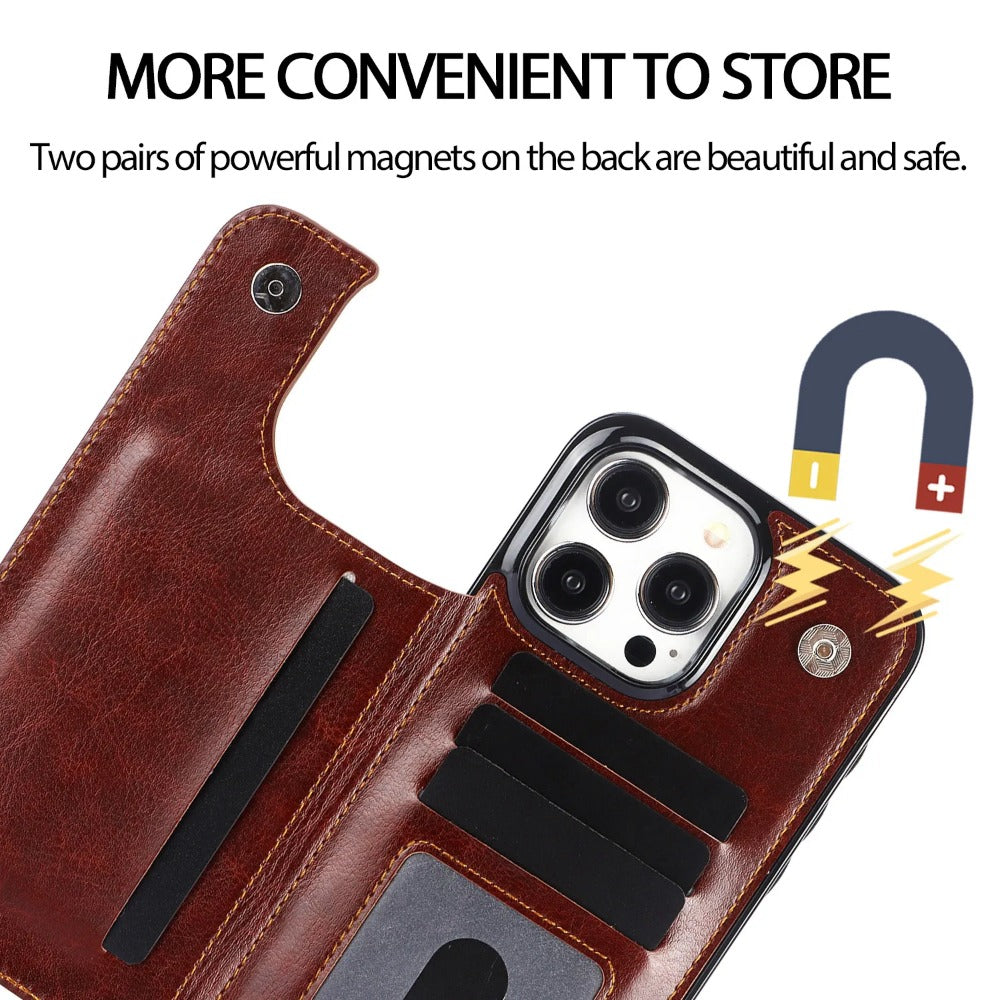 Luxury Wallet Flip iPhone Case – Cover with Card Slots, Secure Magnetic Closure, and Full Protection for Ultimate Convenience