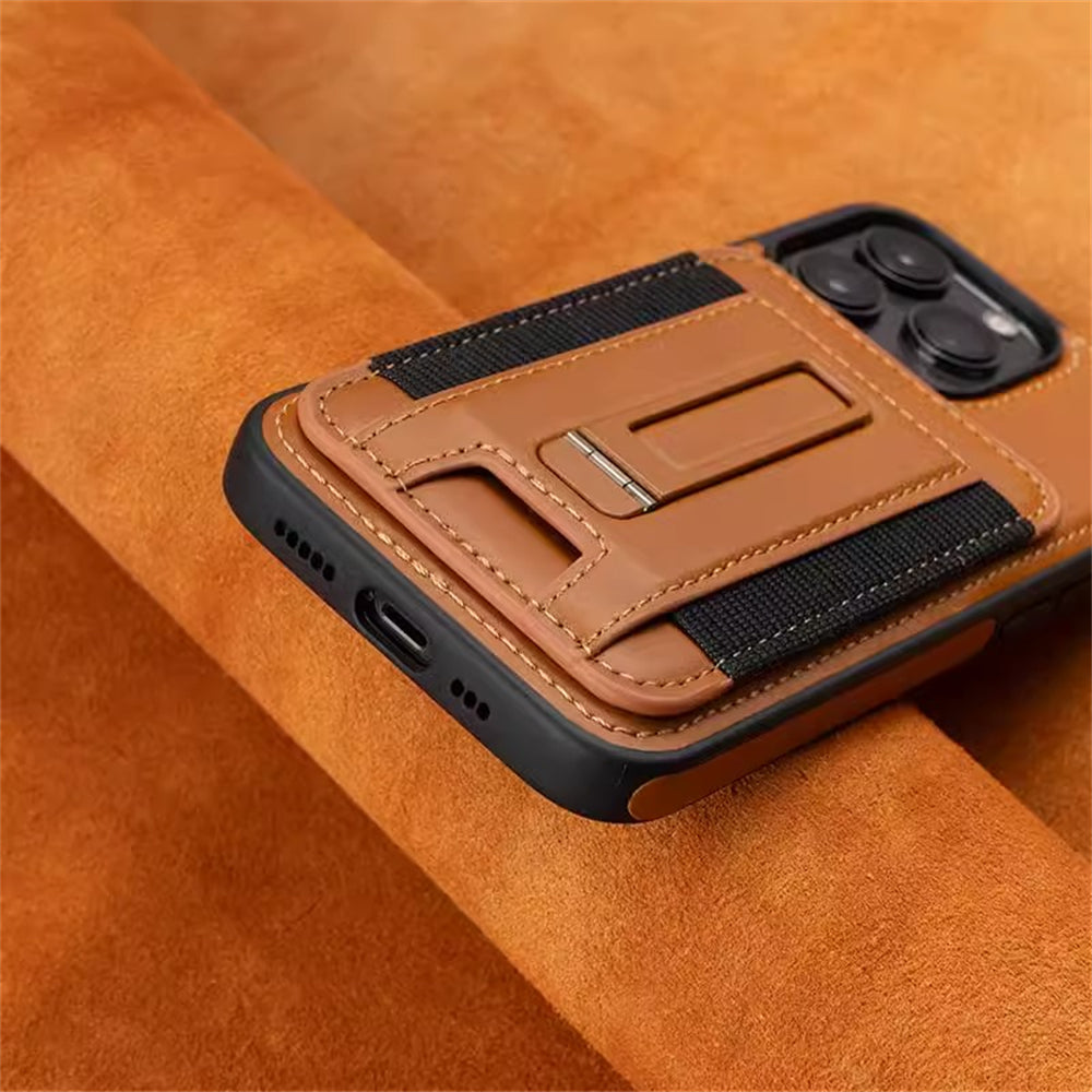 Luxury Detachable Wallet Leather iPhone Case – Magnetic Card Slot, Shockproof Protection, Hollow Logo Back Cover, Premium Design for iPhone Models