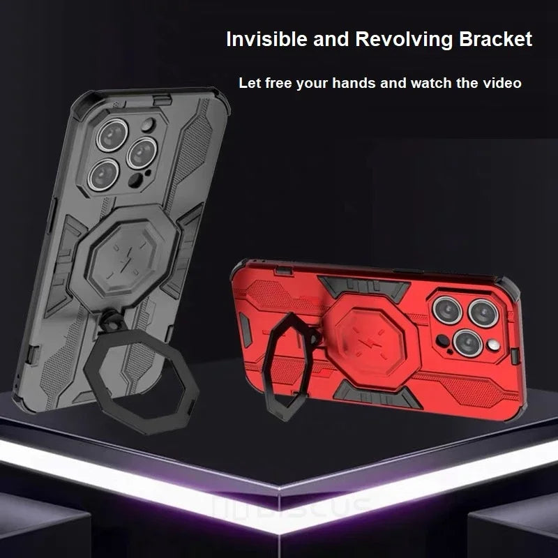 KEYSION MagSafe Shockproof iPhone Case – Ring Stand with Camera Protection, Durable Phone Cover for iPhone Models