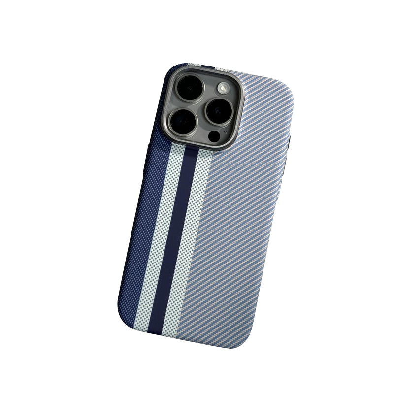 Hit Color Carbon Fiber Texture MagSafe iPhone Case – Wireless Charging Hard PC Cover with Relief Design for iPhone Models
