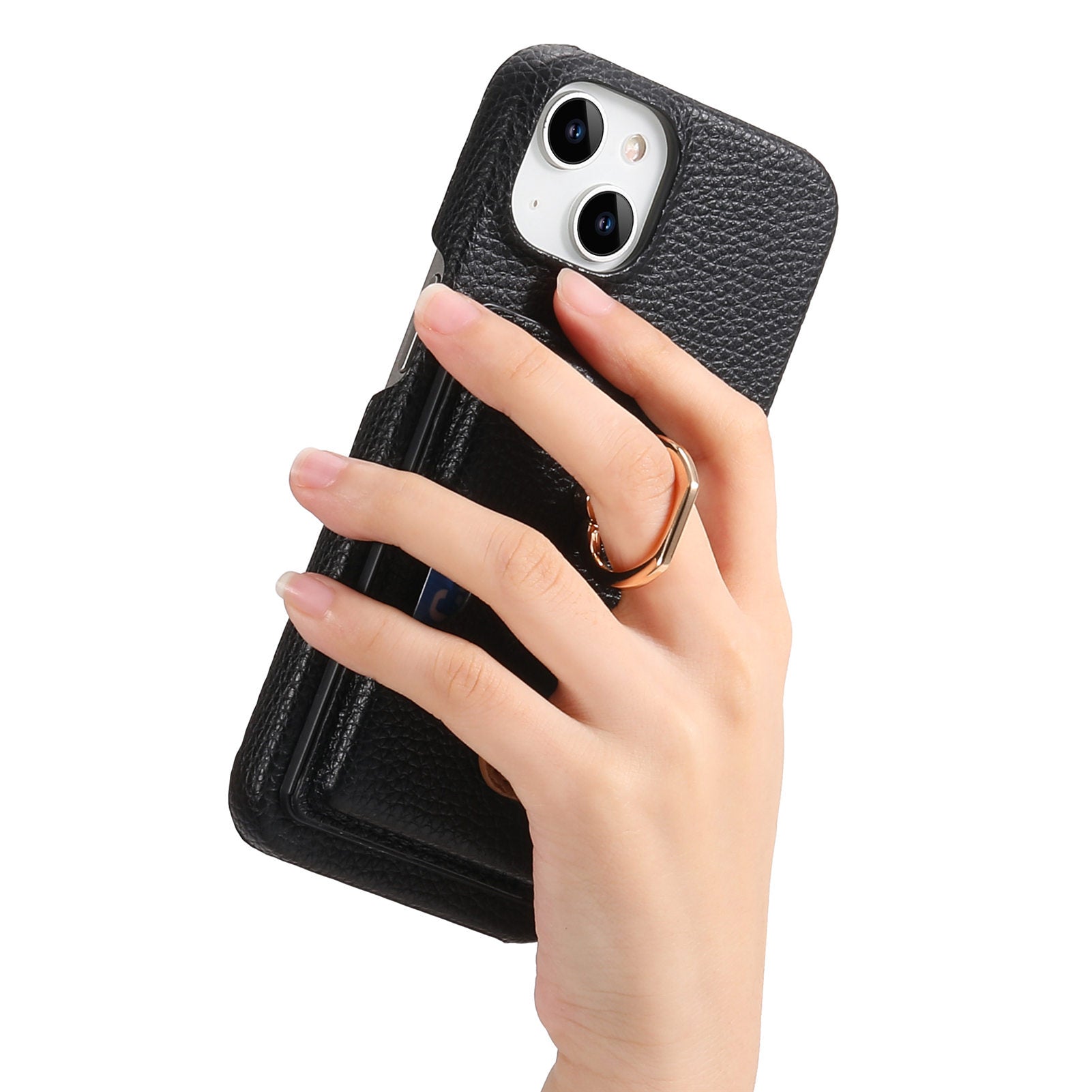 Premium Leather Ring Stand Wallet iPhone Case Card Holder, Magnetic Closure, and Kickstand Support for Hands-Free Convenience