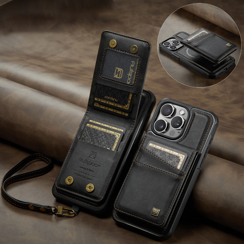 Luxury 2-in-1 Detachable Leather Flip Cover with Card Holder, Wrist Strap and Secure Magnetic Closure for Ultimate Protection