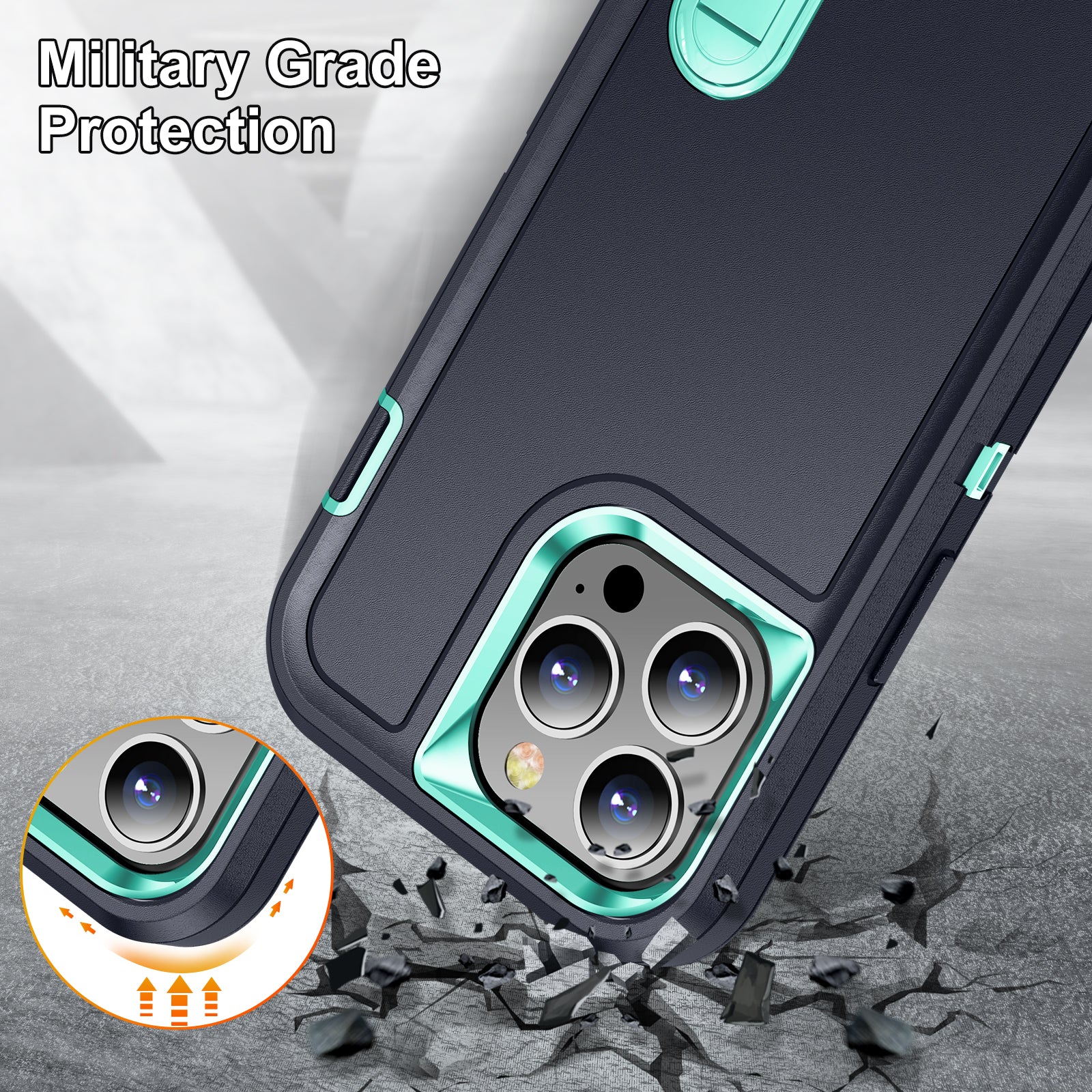Hybrid Military-Grade Defender iPhone Case – Kickstand Full-Body Protection Cover for iPhone Models, Rugged and Shockproof 