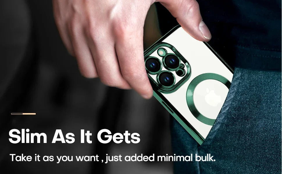 Clear Plating Magnetic iPhone Case - MagSafe Compatible, Lens Protection, Wireless Charging Ready Case for iPhone