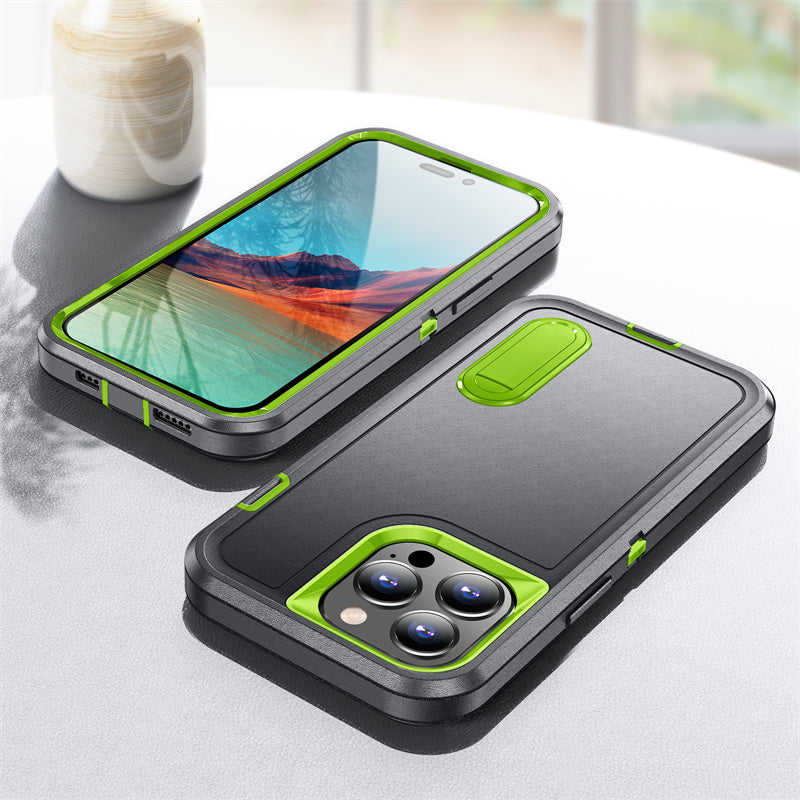Hybrid Military-Grade Defender iPhone Case – Kickstand Full-Body Protection Cover for iPhone Models, Rugged and Shockproof 