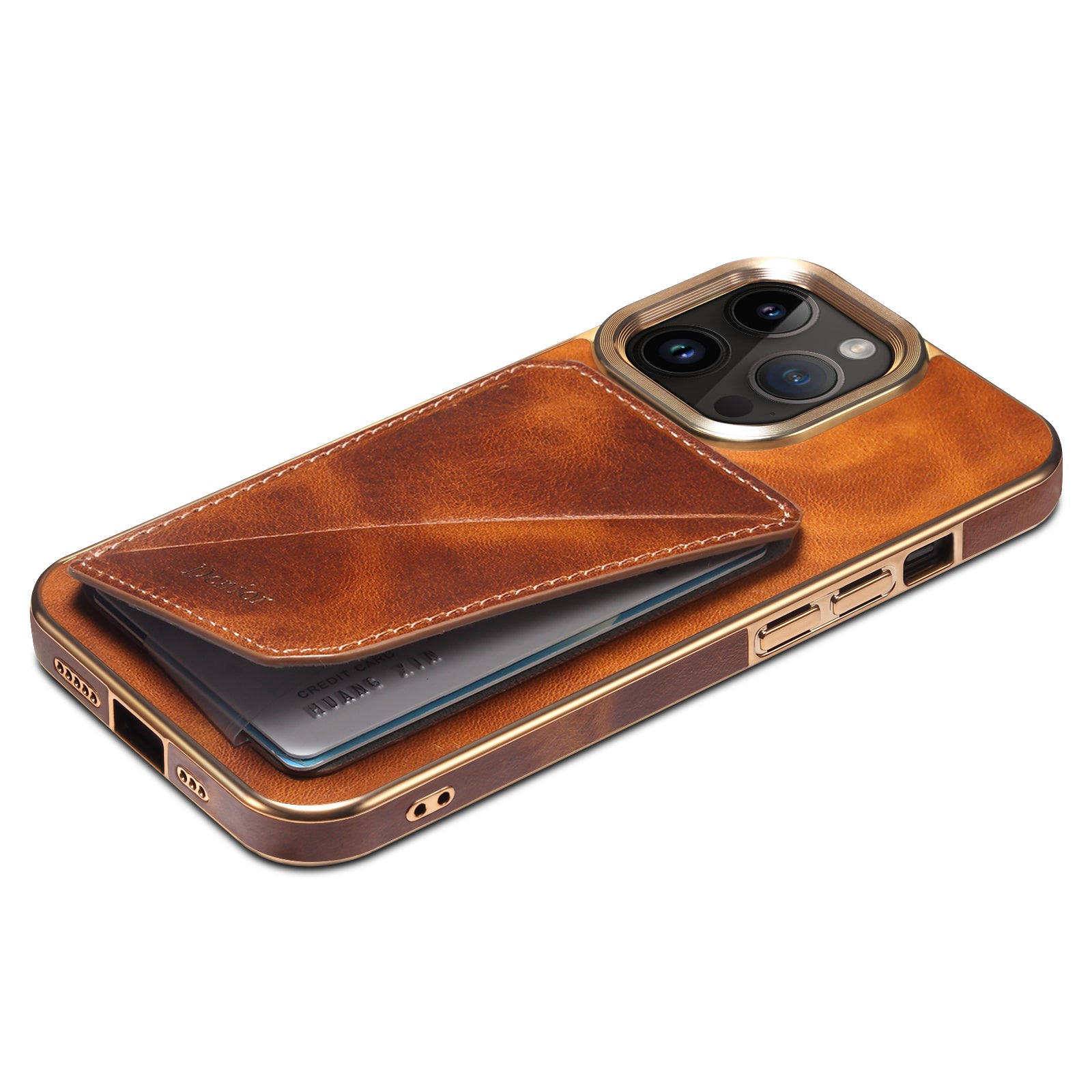 Luxury Cowhide Leather Wallet iPhone Case – Magnetic Card Holder, Plating Shell, Shockproof Protection, Premium Design for iPhone Models